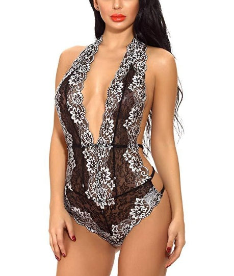 Sexy Lace Lace Backless Split Sexy Onesie